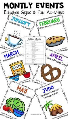 months of the year printable signs and activities