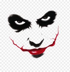 a drawing of the joker face with red and black paint on it, transparent background