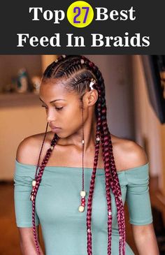 Black woman braid hairstyle Feed In Braids Ponytail, Braid Game, Trendy We Fryzurach, Feed In Braids, Feed In Braids Hairstyles, Burgundy Hair, Girls Braids