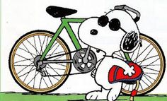 a cartoon dog riding a bike with sunglasses on it's head and holding a heart