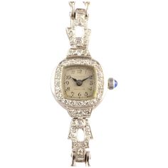 Vintage American Waltham platinum and white gold diamond wrist watch, circa 1940. This ladies wrist watch has a platinum case and 14 karat white gold band with diamonds at 0.80 carat total weight. Includes original silver dial and is manual wind. Appraised at $4,500. Case #179290, movement #52770, cal #670. [SSHO 788] Warranty: This watch comes with a full one year warranty from the date of purchase. Gold Band With Diamonds, Resize Ring, Bird Brooch, White Gold Band, Eternity Band Diamond, Diamond Eternity, Hinged Bangle, Women Wrist Watch, Wrist Watches