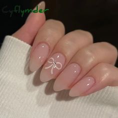 24Pcs Almond Press on Fake Nails Long French False Nails with Pink Bow Wearable Flower Design Oval Manicure Full Cover Nail Tips SPECIFICATIONS Number of Pieces: COMBO Application: Finger Nail Length: as shown Nail Width: as shown Material: Acrylic Quantity: 24Pcs Model Number: square False Nails Item Type: False Nail Type: Full Nail Tips Feature 1: Acrylic False Nails Feature 2: Acrylic Nail Tips Feature 3: False Nail Tips Feature 4: nail supplies for professionals Feature 5: fake nails press o قلادات متدلية, Her Nails, Soft Nails, White Nail, Girls Nails, Stick On Nails, Artificial Nails, Cute Acrylic Nails, French Manicure