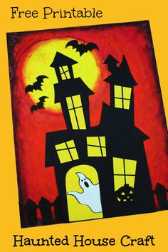 a painting of a house with bats on it and the words, free printable