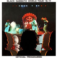 an advertisement for the black sabath world tour, with silhouettes of people on stage