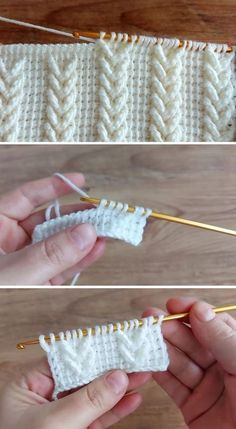 two pictures showing how to knit the diagonal stitch