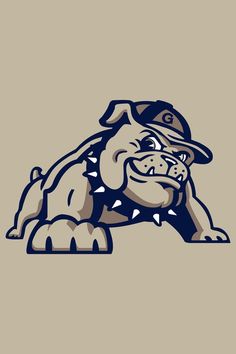 an image of a bulldog mascot on a brown background