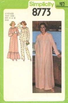 Simplicity 8773 Lace-Trimmed Nightgown & Pajama Top & Pants Sz 14-16 COMPLETE Peasant Blouses Pattern, Long Nightgown, Nightgowns For Women, Couture Vintage, Pajama Robe, Simplicity Sewing Patterns, Sewing Pattern Sizes, Buy Fabric, Simplicity Patterns