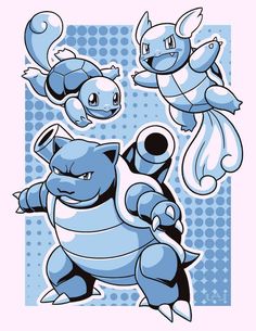 an image of some type of cartoon character in blue and white colors, with two other characters