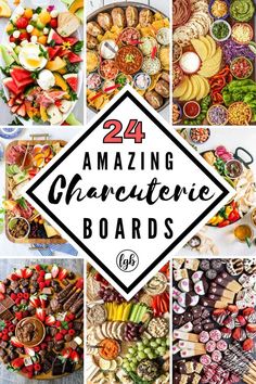 a collage of pictures with the words amazing charcuterie board on top of it