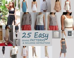 several different types of sewing patterns and instructions for women's tops, dresses, skirts