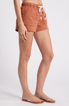 Get active in these casual-cool shorts crafted from a lightweight linen-kissed blend and fitted with handy pockets. Drawstring waist Side pockets; back pockets 53% Tencel® lyocell, 33% cotton, 13% linen, 1% spandex Tencel lyocell is a more-sustainably produced fiber made with closed-loop processing Machine wash, tumble dry Imported Get Active, Tie Waist Shorts, Fabric Gift Bags, Nice Shorts, Fabric Gifts, Free Fabric, Roxy, Drawstring Waist, Top Brands