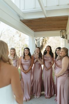 Dusty Rose & White Wedding Bridesmaids Reaction Old Rose Bridesmaid Dress, White Wedding Bridesmaids, Rose Quartz Dress, Classic Gown, Blush Wedding Colors, Tropical Wedding Theme, Blush Pink Bridesmaid Dresses, Wedding Tux, Dusty Rose Bridesmaid Dresses