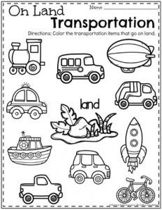 Preschool Transportation Worksheets - On Land #preschool #preschoolworksheets #planningplaytime