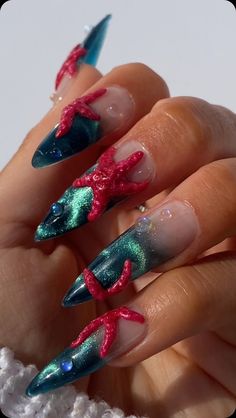 A Very Hungry Caterpillar, Fish Nails, Short Nail Manicure, Food Nails, Nyc Nails, Beachy Nails, Stiletto Nails Designs, Simple Acrylic Nails