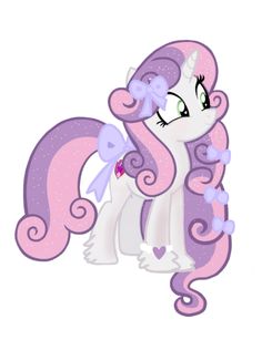 a pinkie pony with purple hair and bows