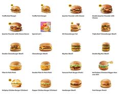 an image of different types of hamburgers