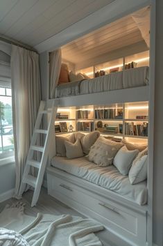 29 Bunk Beds for Kids: Playful and Practical Solutions Bunkbed Room Ideas, Bunk Bed Aesthetic, Loft Reading, Bunk Beds For Girls Room, Room With Bunk Beds, Bunk Beds For Kids, Bunk Bed Room, Girls Bunk Beds, Bunk Bed Rooms