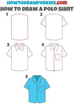 how to draw polo shirt for kids step by step with pictures and instructions on the front