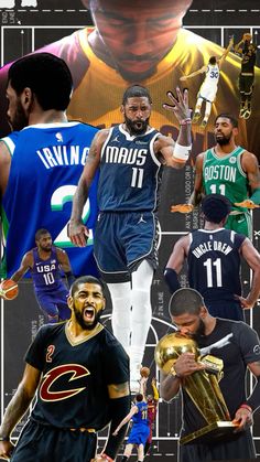 collage of basketball players in different colors and sizes, including one with the number 11 on his jersey