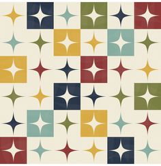 an abstract geometric pattern with many colors and shapes in the same square, rectangle shape