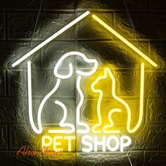 Pet Shop Neon Sign - Aha Neon® Pet Shop Aesthetic, Aesthetic Man, Gifts For Boy, Outdoor Mobile, Kitten House, Man Cave Games, Cheap Neon Signs, Man Cave Game Room, Commercial Signs