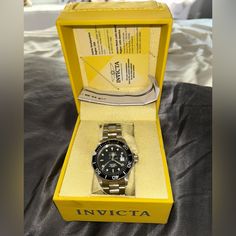 Good Overall Condition, Preowned Refer To Pics, Sold As Is Comes With Case - Case Has Some Markings On It Hollywood Florida, Invicta Watches, Diver, Accessories Watches, Black Silver, Overalls, Mens Accessories, Conditioner, Man Shop