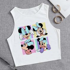 Tshirt Vest Mickey Minnie Mouse Crop Top T-shirt Women Tank Top Fashion T Shirt Female Clothes Kawaii Disney, T Shirt Female, Female Clothes, Shirt Female, Fashion T Shirt, Mickey Minnie Mouse, Top T Shirt, Kawaii Clothes, Mickey Minnie