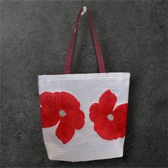 Vintage Kimono red flower tote (w one pocket) White Flower Shoulder Bag For Shopping, White Flower-shaped Shoulder Bag For Shopping, White Flower-shaped Shoulder Bag For Everyday Use, White Flower Shoulder Bag For Everyday Use, Eco-friendly Red Shoulder Bag For Shopping, Eco-friendly Red Shopping Bag, Red Square Gift Bag, Handmade Red Shoulder Bag, Red Handmade Shoulder Bag For Daily Use