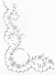 a drawing of a flowered frame on a white background