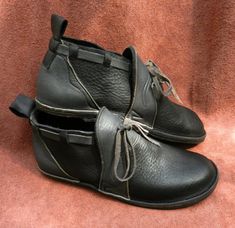 Handmade Custom black Leather  Shoes-NO SHOES-Lightweight Vibram Sole Deer Skin Trim - Custom Made o Black Deer, No Shoes, Handmade Leather Shoes, Black Bull, Deer Skin, Black Leather Shoes, Water Shoes, Tie Shoes, Handmade Shoes