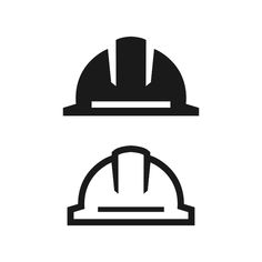 a black and white icon of a hard hat