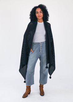 One of our favorite new knits due to versatility and colors we love. Wear it as a wrap, a shawl, or a throw blanket at home. Machine knitted shawl with a pointelle stitch, hand made tassels at corners. 70% baby alpaca wool/7% merino wool/23% recycled polyamide Meausres 40" x 80" (100x200 cm) Made in Peru with love One Size Cashmere Shawl Wrap, One Size Open Knit Shawl, Knitted Shawl, Vintage Indigo, Silk Shawl, Fuchsia Color, Knitted Shawls, Baby Alpaca, Alpaca Wool