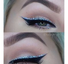 Makeup Hooded Eyes, Cheer Makeup, Eyeliner Glitter, Make Up Designs, Glitter Eye Makeup, Glitter Eyeliner, Makijaż Smokey Eye, Makeup Eye Looks, Make Up Looks