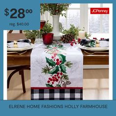 a christmas table runner is on sale for $ 28 00