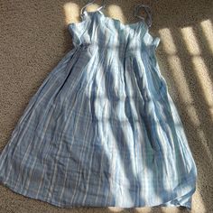 Good Condition, Never Worn, Adjustable Straps And Can Tie Bow In The Back. Casual Light Blue Cotton Dress, Light Blue Mini Sundress Casual Style, Light Blue Casual Mini Sundress, Cotton Knee-length Sundress For Daytime, Casual Light Blue Mini Sundress, Light Blue Cotton Sundress, Casual Light Blue Mini Dress For Daywear, Casual Light Blue Sundress For Daywear, Casual Light Blue Daywear Dress