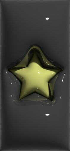 a yellow star is in the middle of a black and white background with water droplets