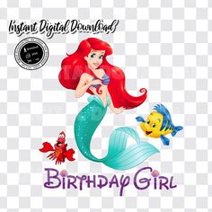 the little mermaid birthday girl with her name on it