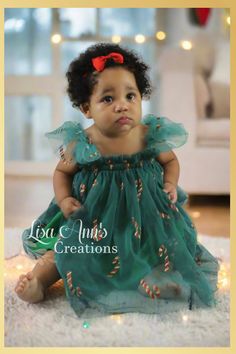 Get ready for the most festive family photoshoots this holiday season with our Baby Candy Cane Green Dress! The beautiful green tulle and sweet candy cane print makes your little girl look like a walking Christmas ornament. Don't miss your chance to dress your baby girl up in this must-have holiday outfit! Christmas Dress 12 Month, Christmas Dress Green, Baby Christmas Dress Green, Tulle Dress Kids Christmas, Toddler Christmas Green Dress, Candy Cane Dress, Baby Holiday Dress, Baby Christmas Dress, Vintage Green Christmas Dress Toddler