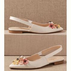 Reposhing This Item I Purchased From @Riverfashionn. Decided They Weren’t Going To Work For My Wedding, But A Super Cute Shoe! Boho Wedding Shoes, Ivory Flats, Rome Wedding, Fun Wedding Shoes, Ivory Wedding Shoes, Wedding Flats, Anthropologie Shoes, Slingback Flats, Shoes Flats Sandals