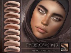 the eyeshadp for eyebrows are all different colors and shapes, including dark brown