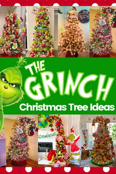 the grinch christmas tree ideas book cover with images of various trees and decorations on it