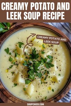 Silky Creamy Potato and Leek Soup Recipe Cream Of Potato And Leek Soup, Sausage Potato Leek Soup, Potato And Leek Soup Recipe, Potatoes And Leeks, Potato Leek Soup Recipe, Leek Potato Soup, Potato And Leek Soup, Vegan Potato Leek Soup, Leeks Soup Recipes