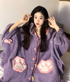 Fashion Paw Winter Pajamas PN5744 ●Size: S: length 96cm,sleeve 63cm M: length 98cm,sleeve 65cm L: length 100cm,sleeve 66cm ●Material:polyester fibre (Please allow 1-3cm differs due to manual measurement.As different computers display colors differently,the color of the actual may vary slightly from the above images.Thanks for your understanding.) ●About Shipping: We attach great importance to the orders of each customer and parcel delivery. 1.Processing time: 2-3 business days. 2.Shipping time: 10-15 business days to US, please allow 3-4 weeks shipping to other country.(Shipping times can be affected by variable customs clearance times or public holidays.) Cozy Cotton Long Sleeve Sleepwear, Cozy Cotton Sleepwear With Long Sleeves, Casual Cotton Winter Sleepwear, Winter Sleepwear With Pockets For Loungewear, Casual Winter Sleepwear With Pockets, Casual Sleepwear With Pockets For Winter, Cute Long Sleeve Loungewear Sleepwear, Cute Long Sleeve Sleepwear For Loungewear, Kawaii Cotton Long Sleeve Sleepwear