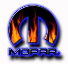 the logo for mopar on fire