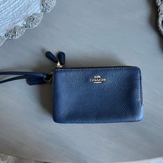 New! 2 Zipper Pockets. One Of The Them Has A Few Slots To Store Credit Cards. Blue Coach Pouch Wristlet, Coach Blue Pouch Wristlet, Blue Coach Wristlet For Daily Use, Coach Blue Wristlet For Daily Use, Coach Blue Wristlet For Travel, Teal Bag, Coach Clutch, Pink Clutch, Coach Poppy