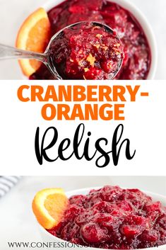 cranberry orange relish in a white bowl