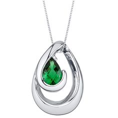 An ode to Mother Nature This Emerald pendant is an enchantingly easy-to-wear shade of green, blurring the lines between reality and dreams. This standout pendant features a pear shape Peora simulated Emerald gemstone in .925 sterling silver. Technically crafted and cut for optimum brilliance, our simulated Emerald gemstones are optically identical to their mined counterparts, but they are made using alternative materials. We're big fans of eco-luxury. Handcrafted in pure .925 sterling silver goodness, this pendant has been carefully coated in an elegant rhodium finish. Our artisans are expertly trained in this process which fortifies the pendant's strength, shine and brilliance. Too many pieces on your wishlist and can't decide? Good problems to have! Our concierge stylists are here to hel Emerald Pendant Necklace, Wave Pendant, Jewelry Questions, Emerald Necklace Pendant, Blue Sapphire Pendant, Sapphire Necklace Pendants, Solitaire Pendant Necklace, Colored Stones, Emerald Pendant