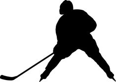 the silhouette of a hockey player is shown