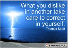 a quote from thomas spratt about what you disliked in another take care to correct yourself