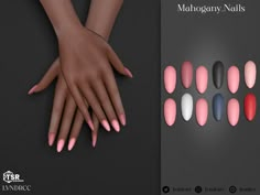 The Sims Resource - Mahogany Nails Mahogany Nails, Sims 4 Elegant, Pink Accent Nails, Nails For Everyday, Cc Nails, Ballerina Acrylic Nails, Indian Nails